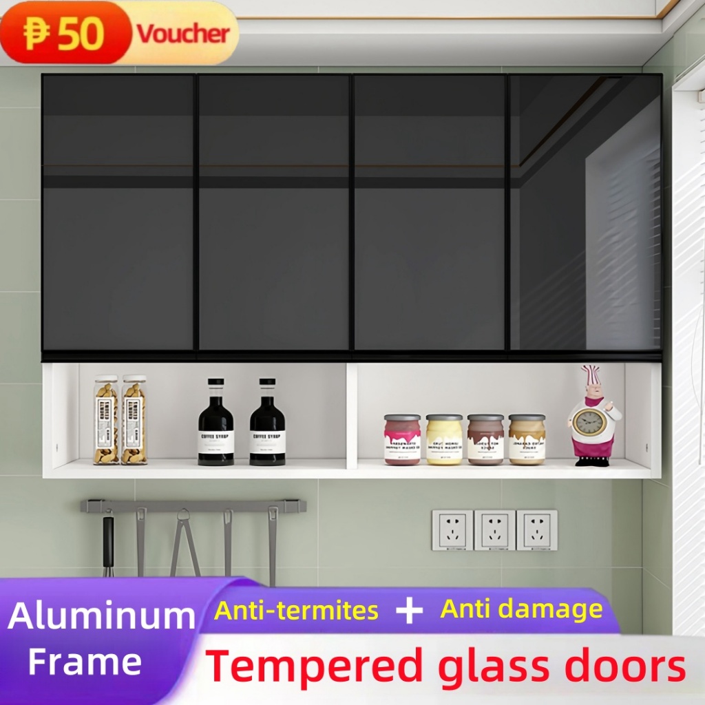 Aluminum Kitchen Cabinet Wall Mounted Glass Pantry Hanging Cabinet Wall For Kitchen Bedroom Storage - Image 3