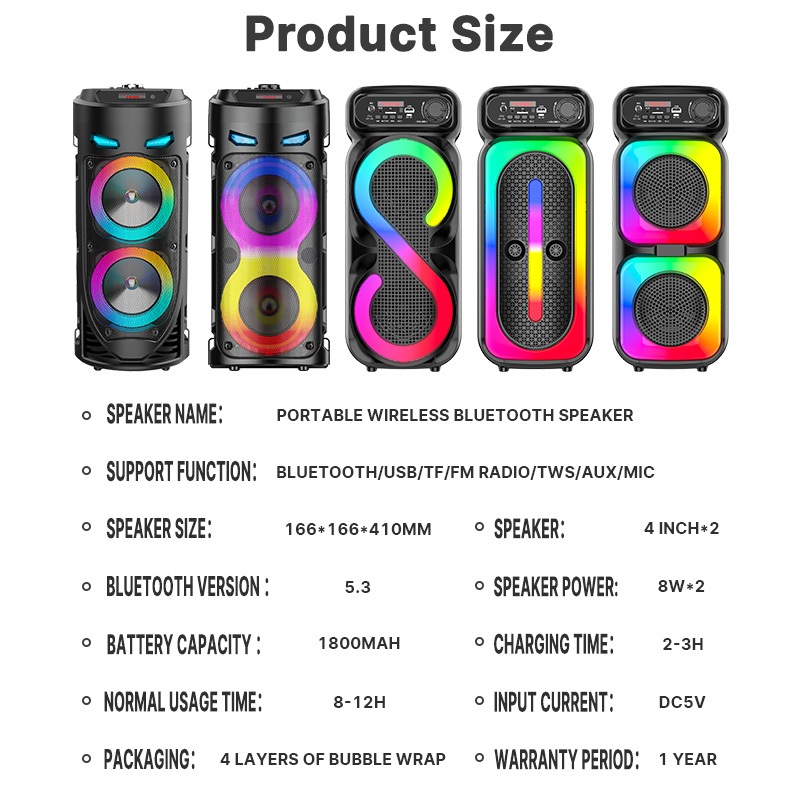 【PRO MAX BASS】Speaker Bluetooth Karaoke With Free Mic Big Size Original Super Bass Stereo Robot RGB - Image 8