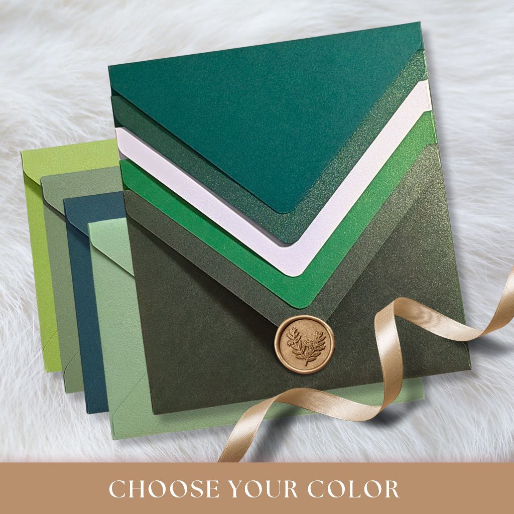 Wishop 50 Pack Christmas Self-Adhesive Envelopes With Fold Cards - 4.25x6.25 Green Red Holiday Mailers