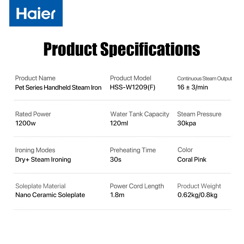Haier Steamer Iron Handheld Garment Steamer Travel Steamer Iron for Clothes Portable - Image 8