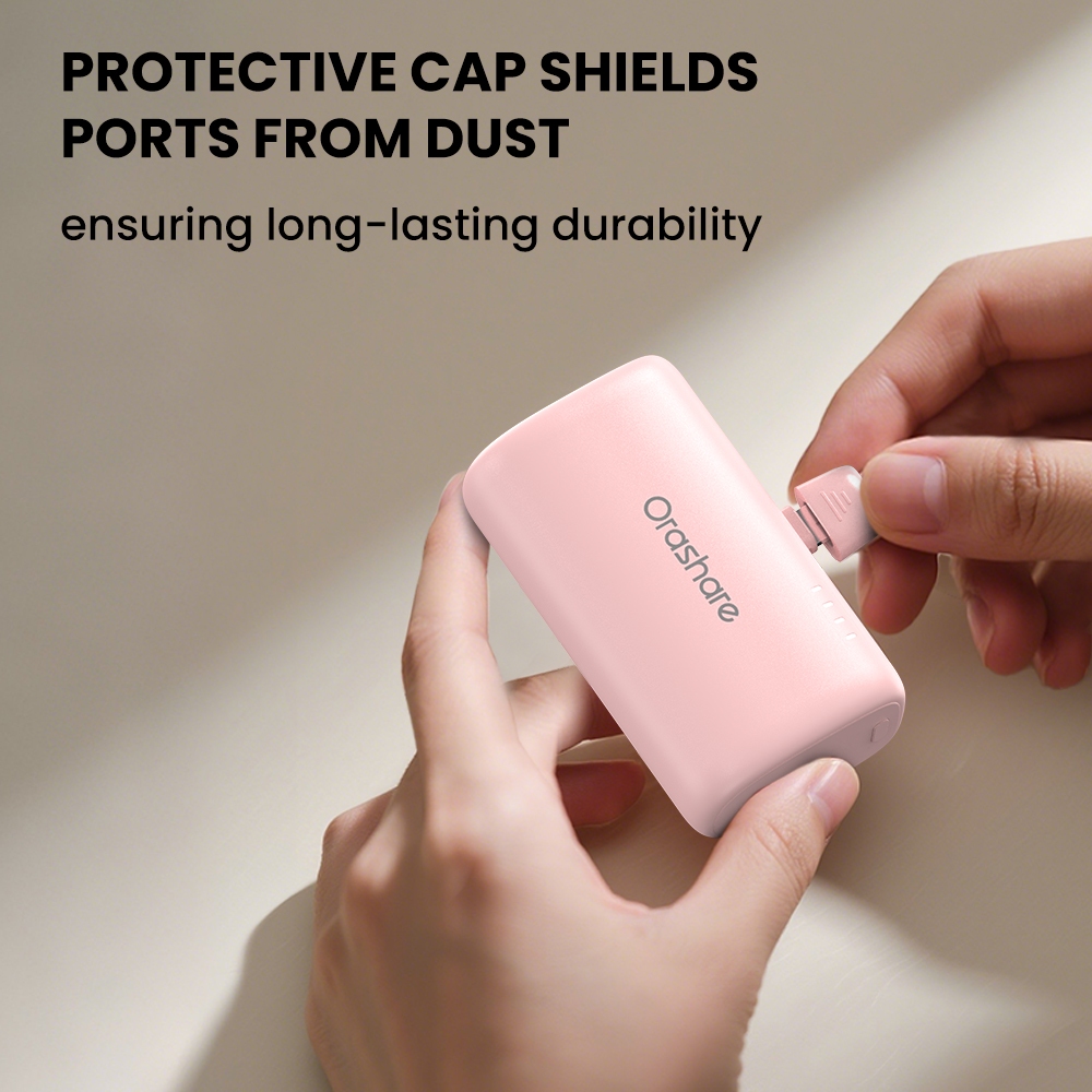 Orashare PN10 10000mAh Mini Powerbank Built-in Light ning/Type-C Plug With Stand Portable Charger - Image 7