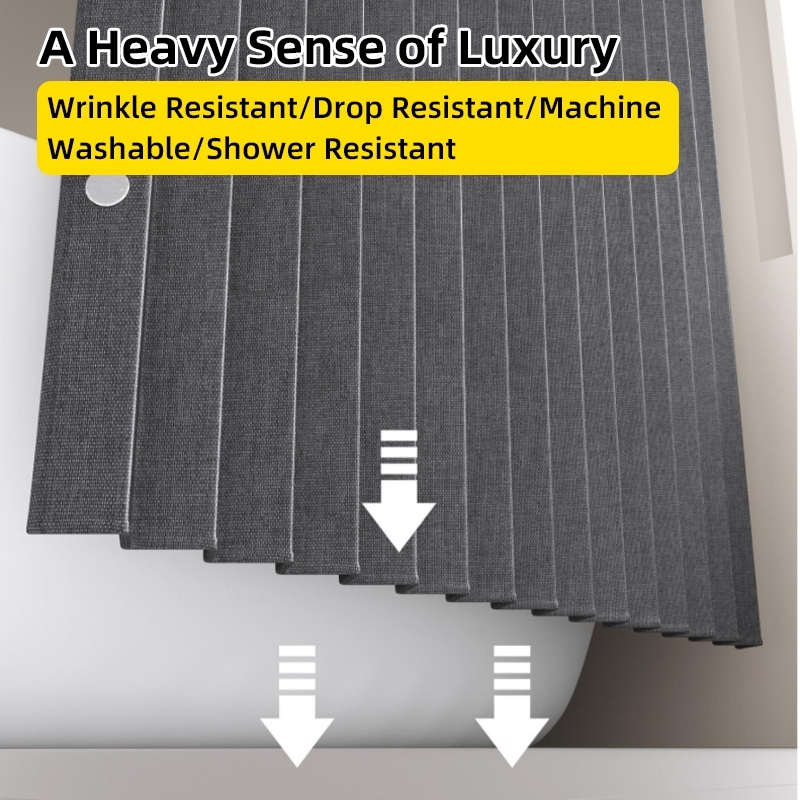 【24H Ship】Thicker Bathroom Shower Curtain Water Mildew Proof Washable Cloth with Magnetic Buckle Set - Image 7