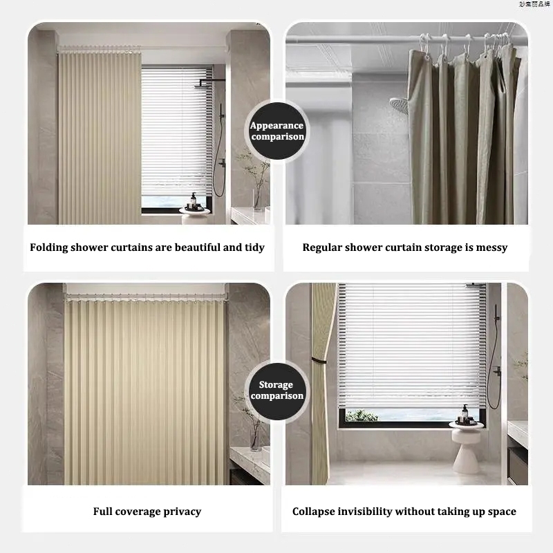 【24H Ship】Thicker Bathroom Shower Curtain Water Mildew Proof Washable Cloth with Magnetic Buckle Set - Image 8