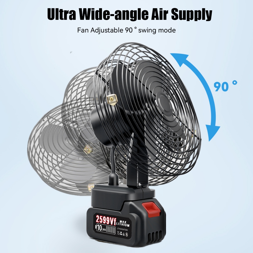 8 Inch Cordless Electric Fan Portable Fan High Power Outdoor Fan Adjustable Lithium Low Noise Fan - Image 3