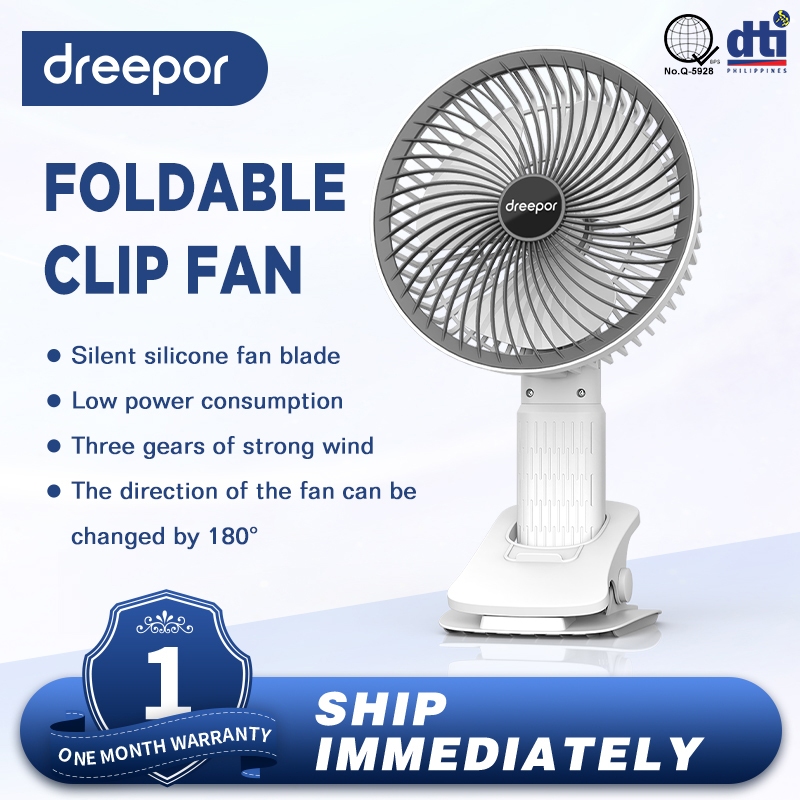 Dreepor Desktop Fan Portable USB Rechargeable Mini Fan Foldable Silent Clip Handheld Cooling Fan