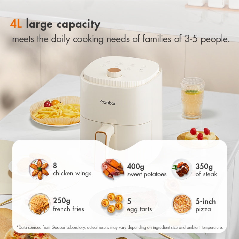 Gaabor Air Fryer Multi Functional  Healthy Cooking Non-Stick 8 Menus 4L Black /White With Oil Paper - Image 5