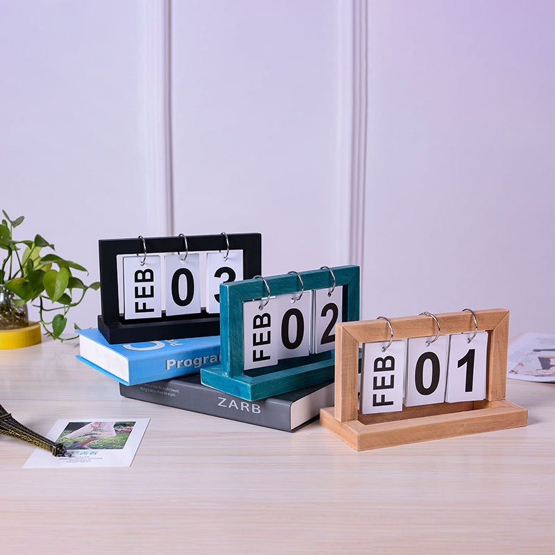 Wooden Calendar Nordic with Page-Turning Feature Durable Calendar Board Minimalist Desktop - Image 5