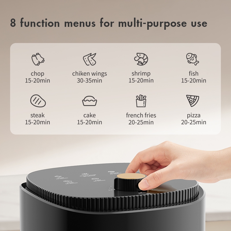 Gaabor Air Fryer Multi Functional  Healthy Cooking Non-Stick 8 Menus 4L Black /White With Oil Paper - Image 2