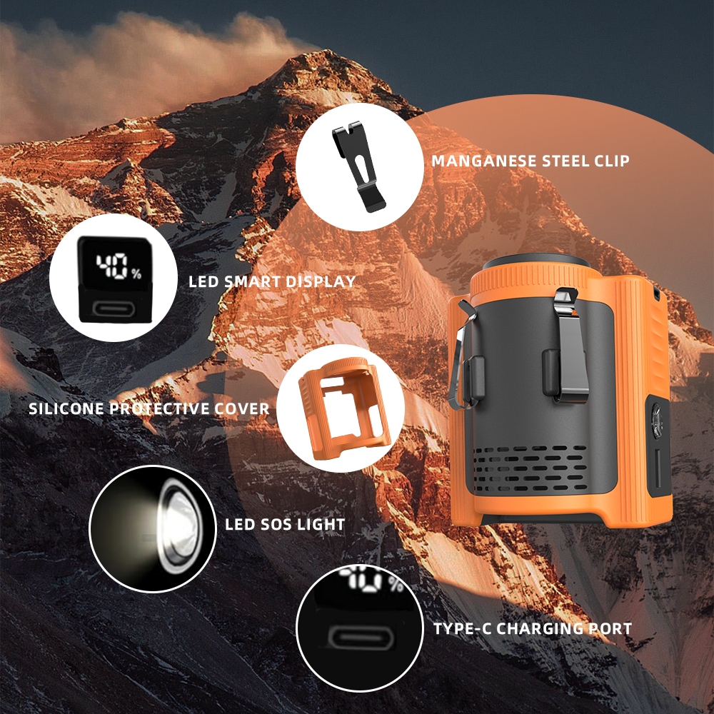 Orashare WF10 Waist Fan 10000mAh 5 Speed Strong Wind Portable Fan Rechargeable With Powerbank &Light - Image 7