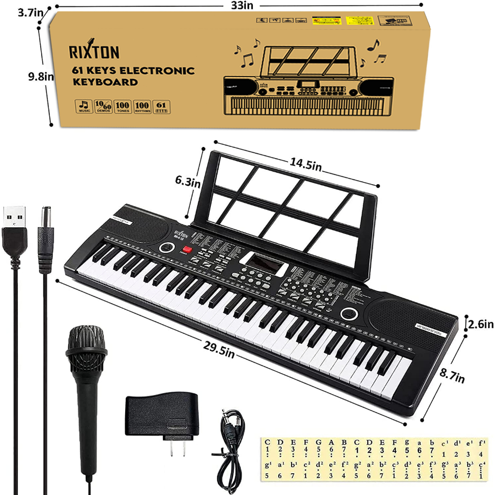 RIXTON 61 Keys Electric Piano Portable Piano Musical Keyboard Instruments For Beginners - Image 3