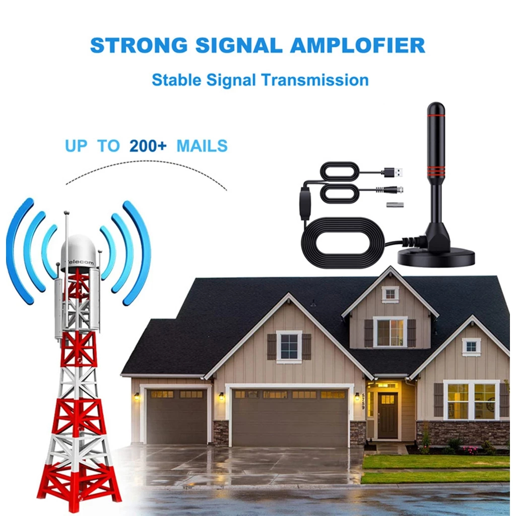 Hd Digital Indoor Amplified Tv Antenna 200 Miles Ultra Hdtv With Amplifier Vhf/uhf — view 3