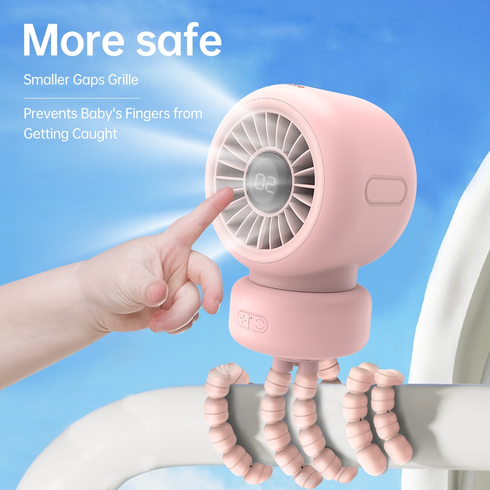 Orashare OCF01Pro Stroller Fan 4000mAh Rechargeable Mute Turbo Octopus Baby Clip Fan 3 Speeds Wind - Image 2