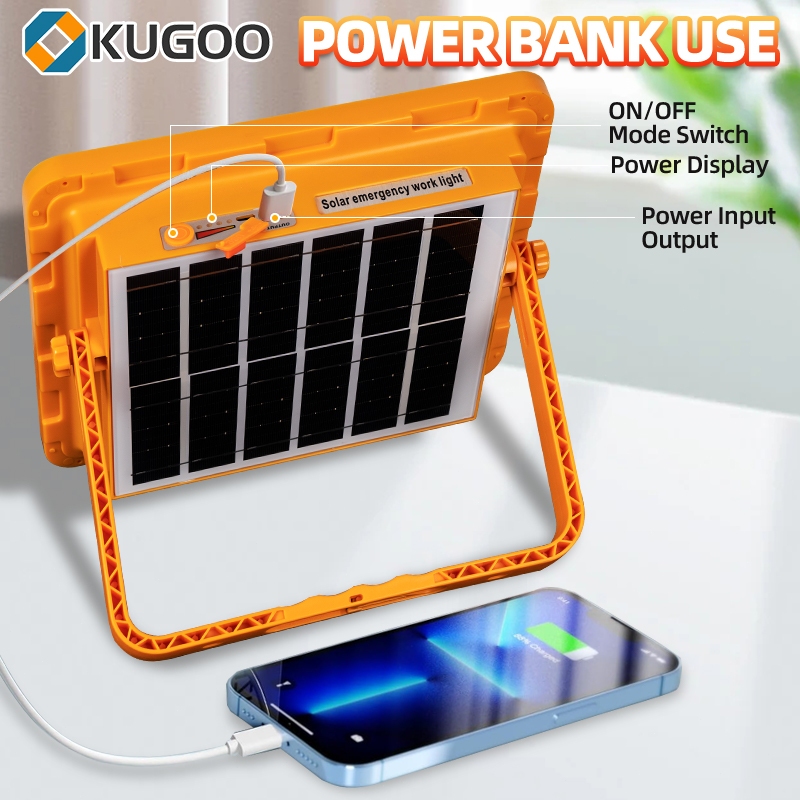KUGOO solar camping light outdoor IP68 waterproof emergency flood lighting rechargeable USB cable — view 5