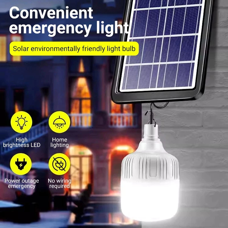 Gesh Solar Light Bulb Outdoor Waterproof LED Solar Light Buy 1 Take 1Indoor Light With Pannel — view 2