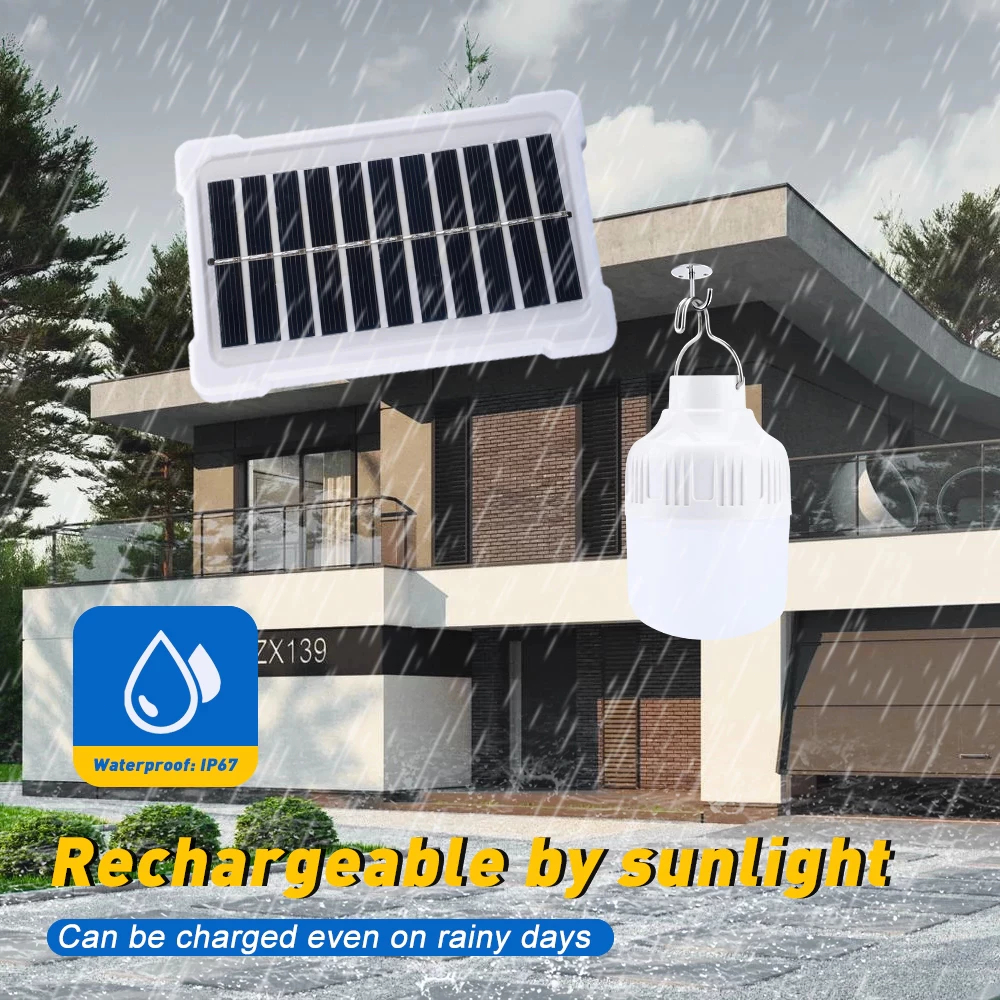 Gesh Solar Light Bulb Outdoor Waterproof LED Solar Light Buy 1 Take 1Indoor Light With Pannel — view 7