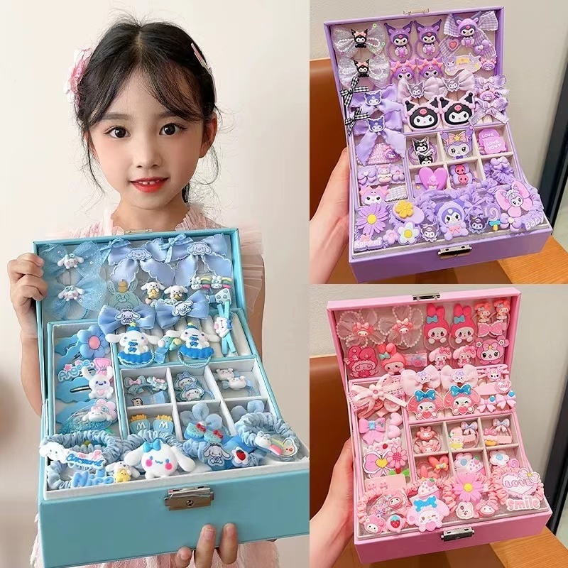 18Pcs Kawaii Sanrio Hair Ties Anime Hair Ring Ornaments Kuromi Cinnamoroll My Melody Hair Rope Clip - Image 3