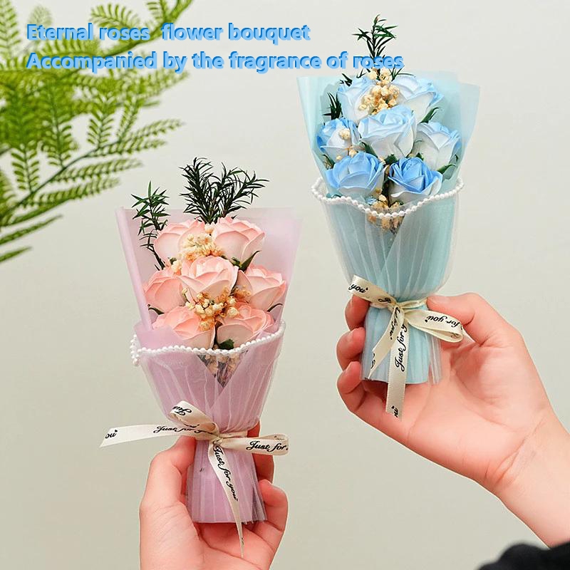 Artificial Rose Flower Acrylic Glass Cover Dome Eternal Bouquet LED Light Valentine Girlfriend Gift - Image 2