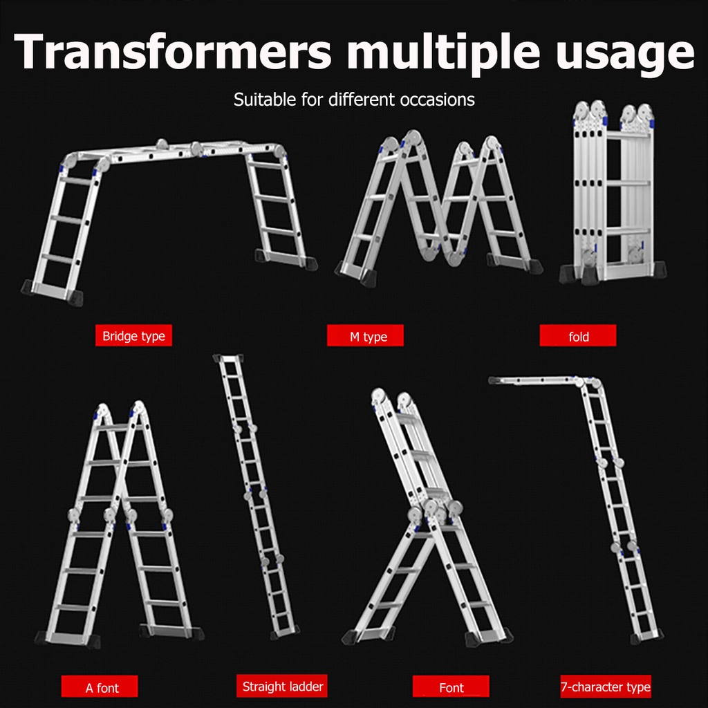 Ladder Foldable Aluminum heavy duty 12/16/20FT ladder multifunctional anti slip Step ladder — view 8