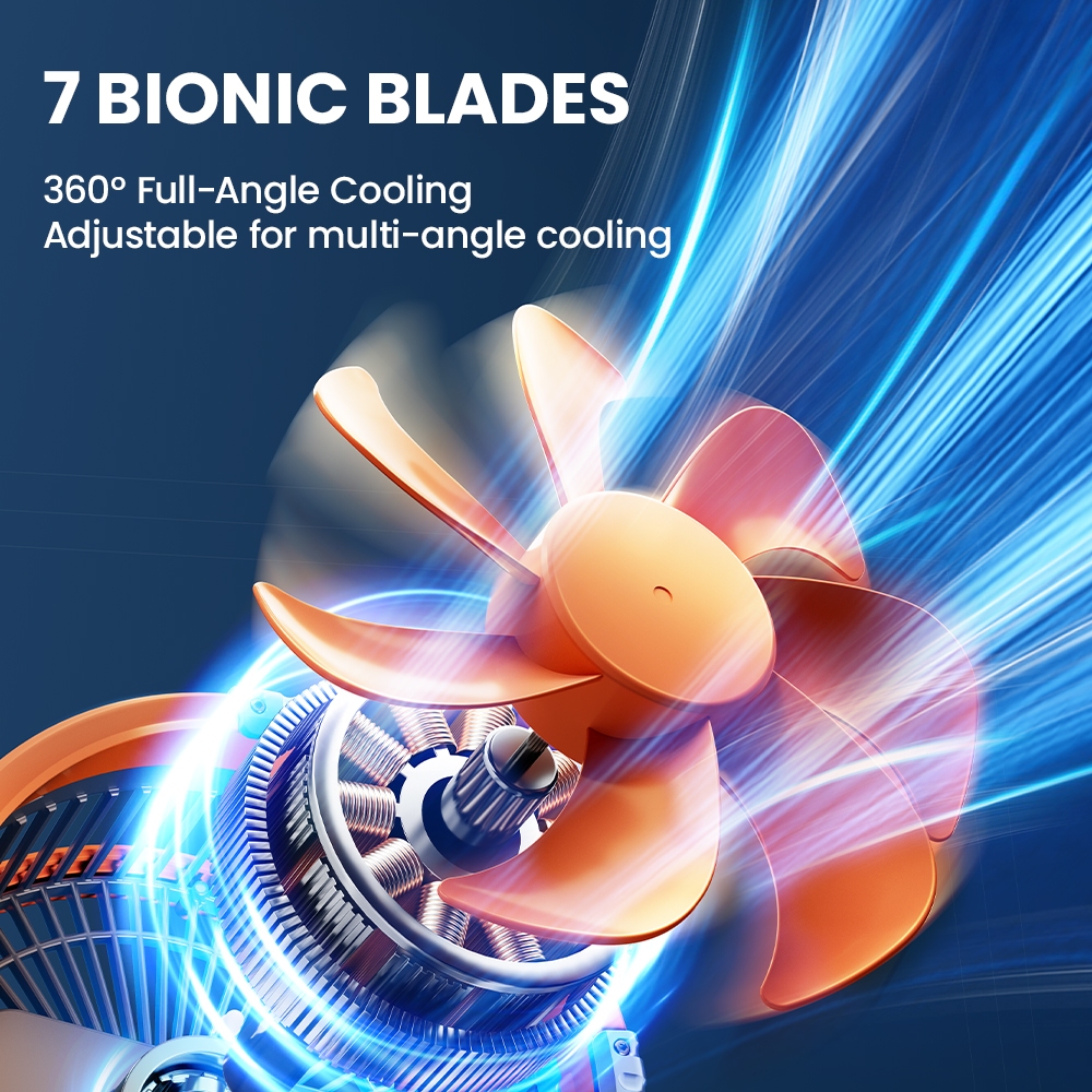 Orashare DF04 20000mAh Desk Fan Rechargeable 4 Speeds Wind 10 Inch Storm Fan With Powerbank & Light - Image 4