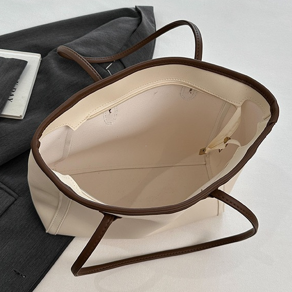 Muma Leather Large Woman Shopping Tote Bag With Zipper Shoulder Bags For Women Office bag - Image 4