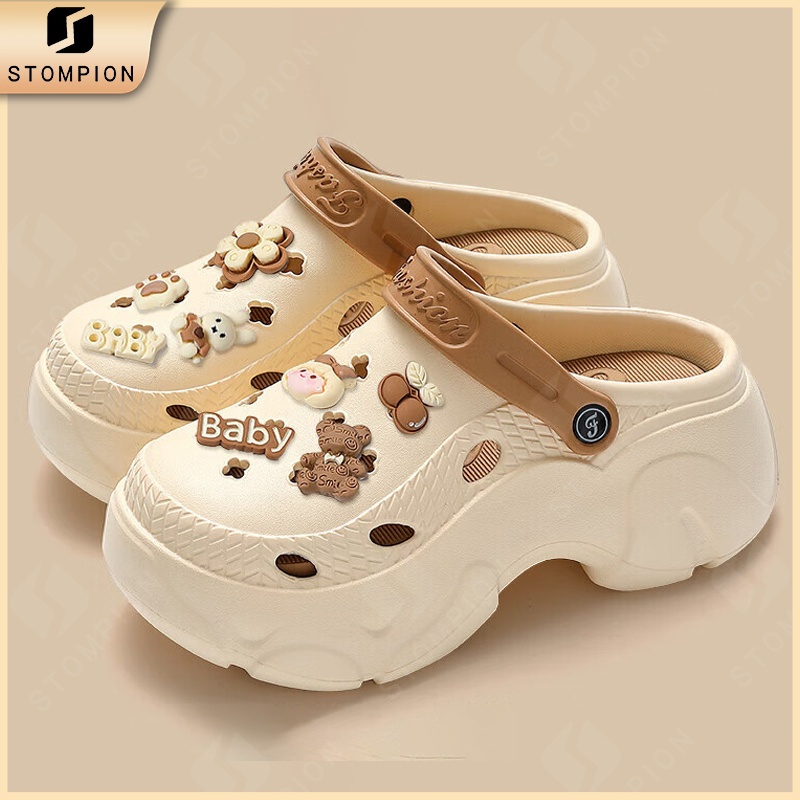 STOMPION Flat Sandals For Women Clogs Cartoon Chunky Rubber Sandals Beach Slippers For Women - Image 6