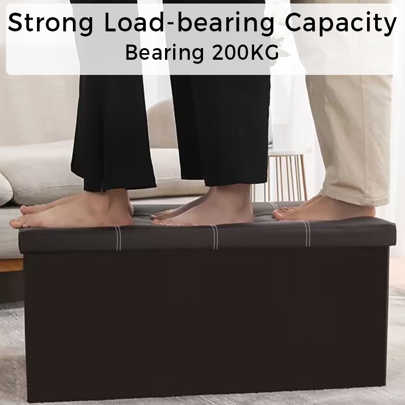 BUY 1 TAKE 1 Multfunctional Foldable Ottoman Storage Foot Stool Waterproof Leather Footstool Storage - Image 2