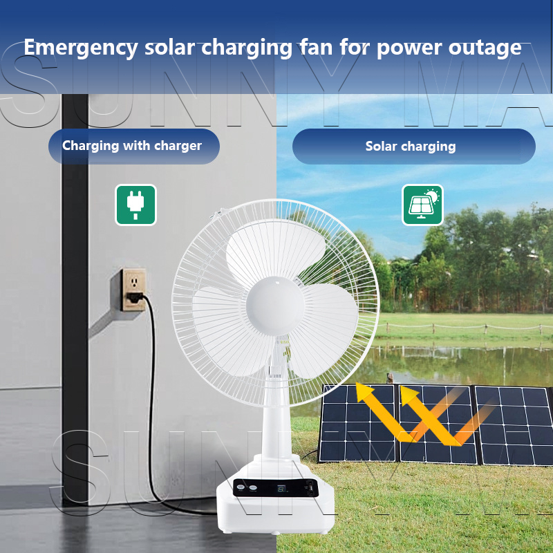 100%Free Shipping Solar Electric Fan Solar Powered Rechargeable Solar Fan  AC/DC Dual Power - Image 3
