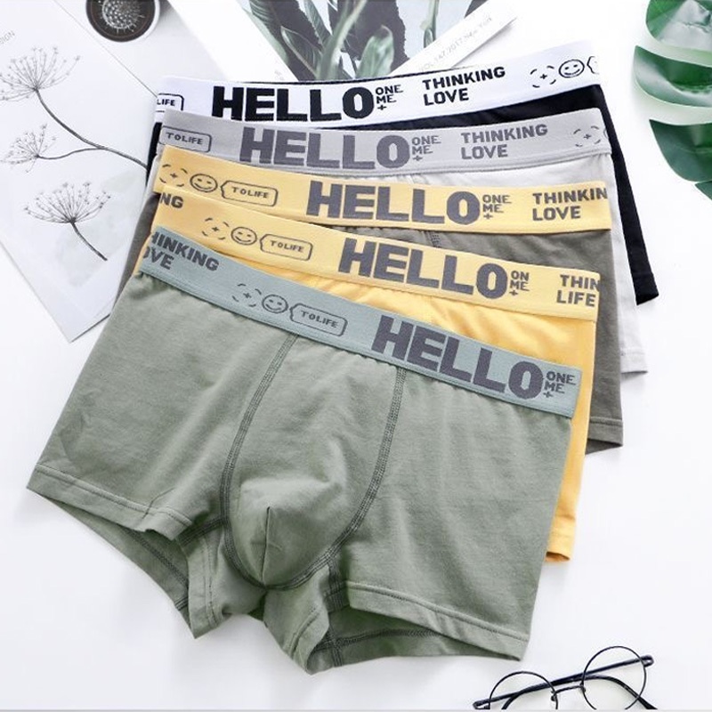 5 pcs set men fashion boxer briefs Boxer brief for men underwear breathable soft comfortable quick-d