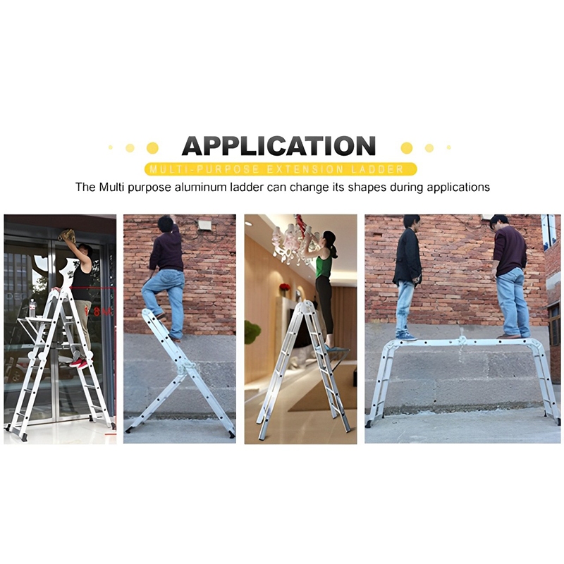 Ladder Foldable Aluminum heavy duty 12/16/20FT ladder multifunctional anti slip Step ladder — view 2