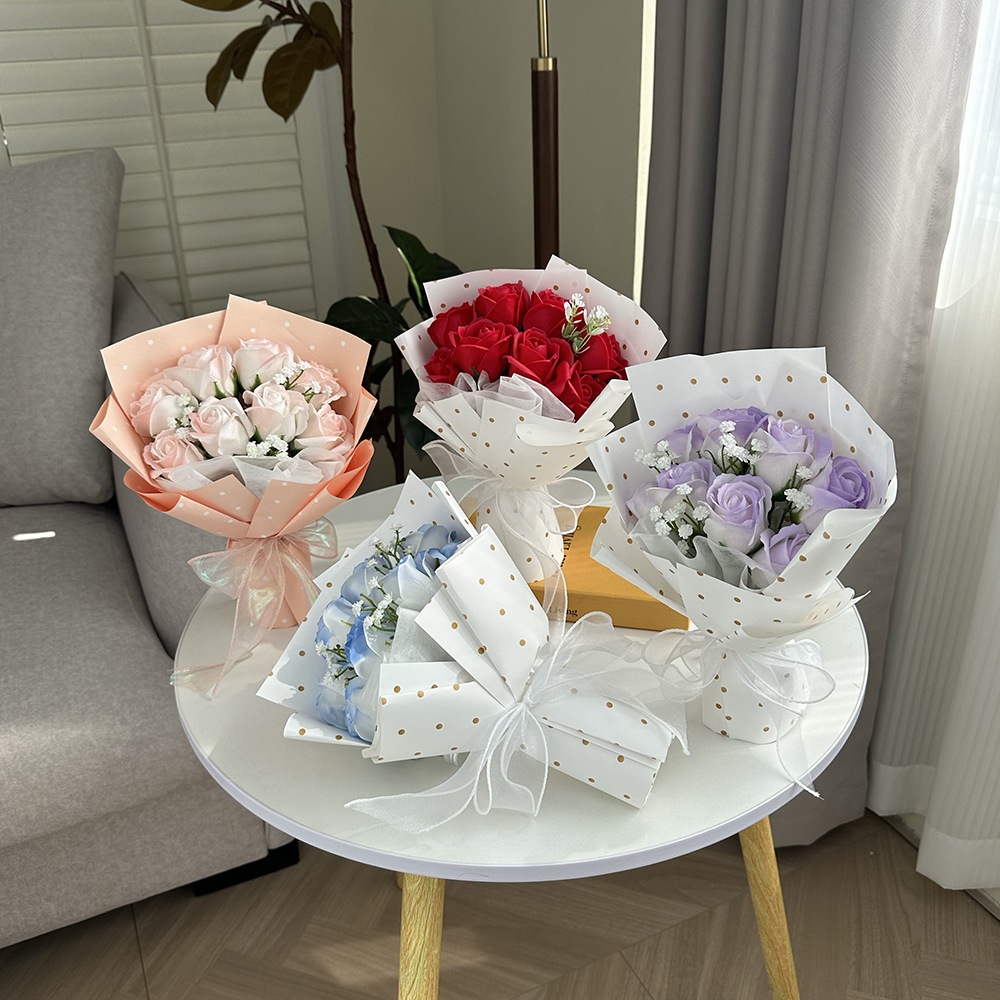 Soap Flower Gift Box Valentine's Day Rose Bouquet Creative Small Gift with Led Light Birthday Gift - Image 2