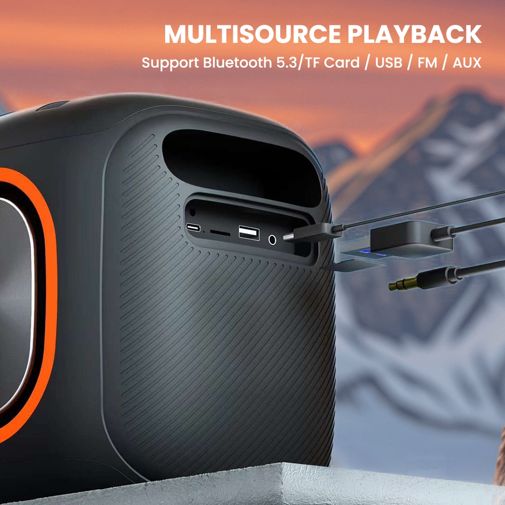 Orashare BSH03 40W Karaoke Bluetooth Speaker With Dual Wireless Mics Big Sound Party Speaker RGB - Image 7