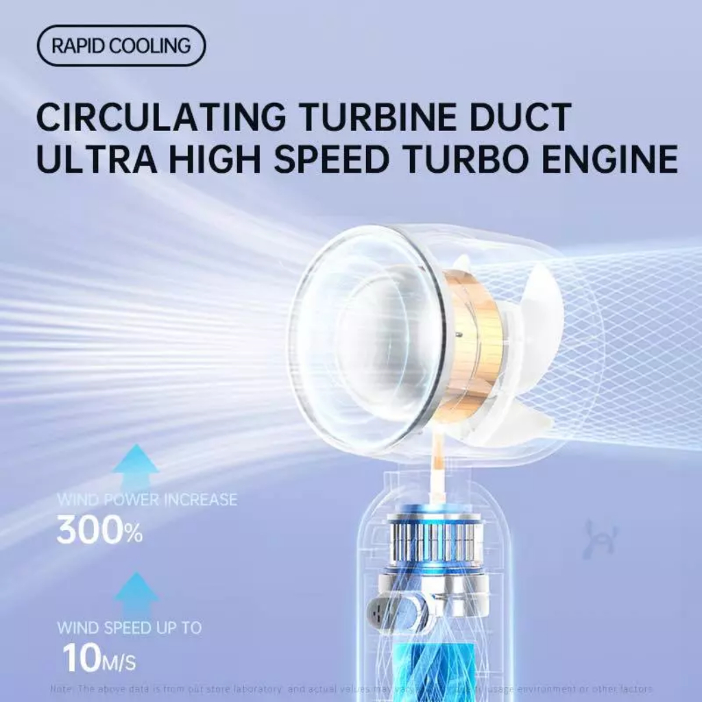 FS-F85 Portable Turbo Fan USB Rechargeable Foldable Handheld Pocket Fan 100 gear speed LED display - Image 5