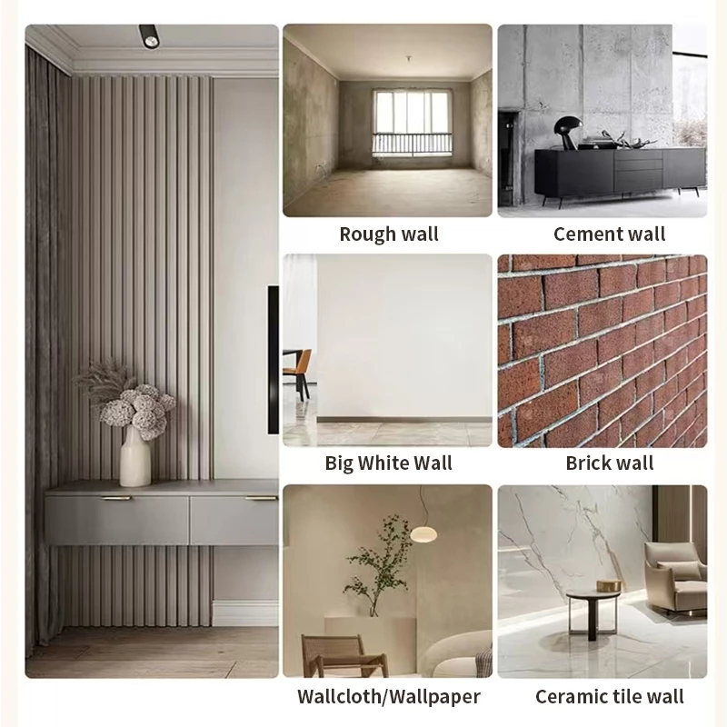 15PCS Solid Wood Panel Board PVC Grille Waterproof Design TV Background Wall Fluted Panel Sent Clamp - Image 6