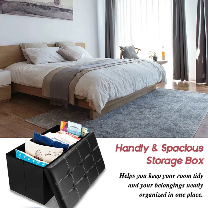 BUY 1 TAKE 1 Multfunctional Foldable Ottoman Storage Foot Stool Waterproof Leather Footstool Storage - Image 4