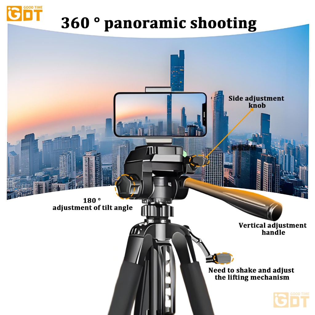GDT Camera Tripod 1.7M Tripod Stand With Bluetooth Remote Phone Holder Extendable Tripod For DSLR — view 6
