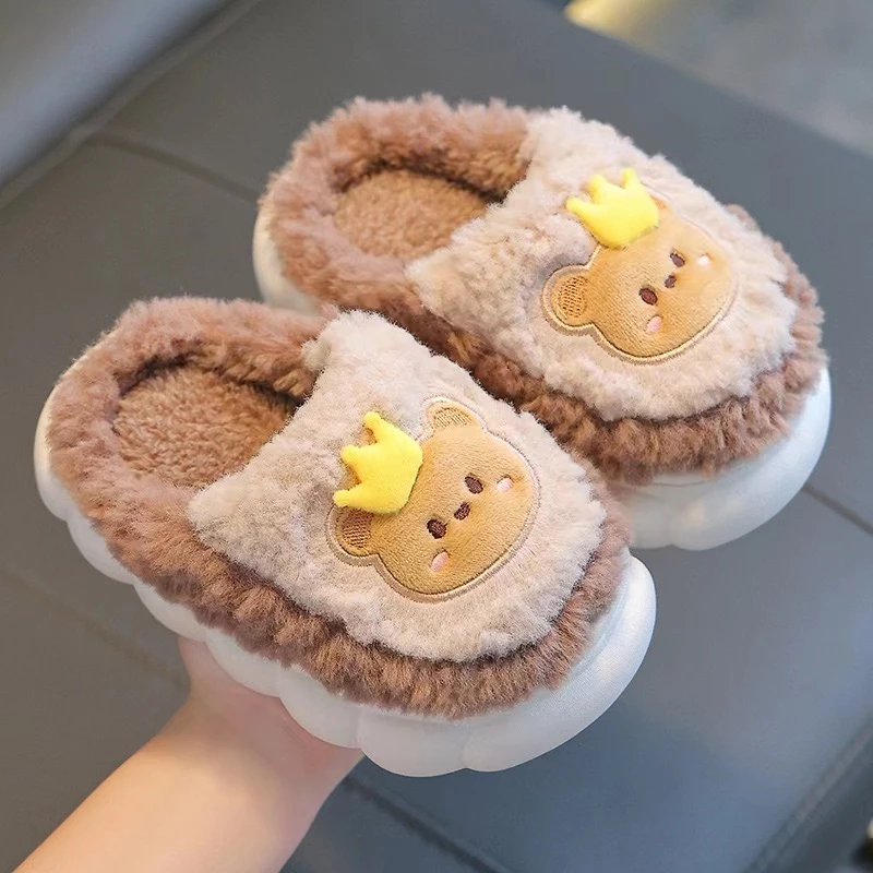 Fluffy rabbit children's thick bottom anti slip home warmth indoor slipper for girl and boys - Image 3