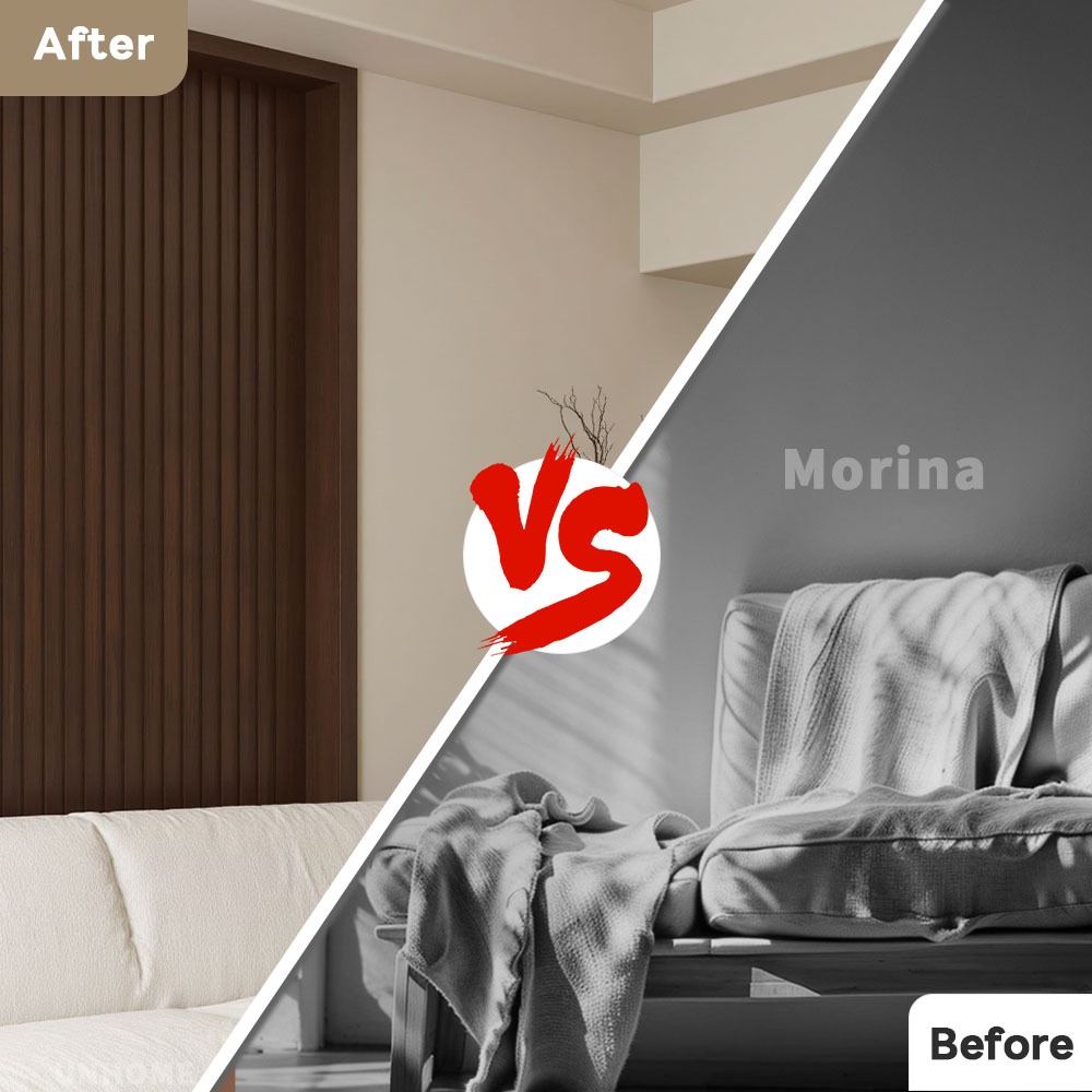 20PCS PVC Wall Panel Solid Wood Board Wallpaper Fluted Wall Panel Sticker Waterproof Grille Design - Image 4