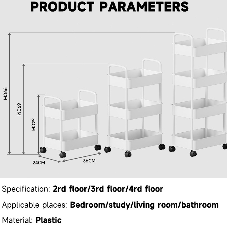 Trolley Cart Organizer3/4/5 Tier St Trolley Cart Organizer 3/4/5 Tier Storage Organizer Moving Rack — view 7