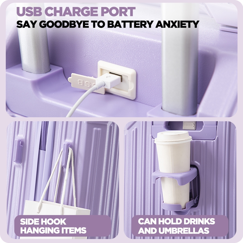 ISLAND ELEPHANT Purple Luggage Travel Bag Hand Carry Luggage Maleta - Image 6