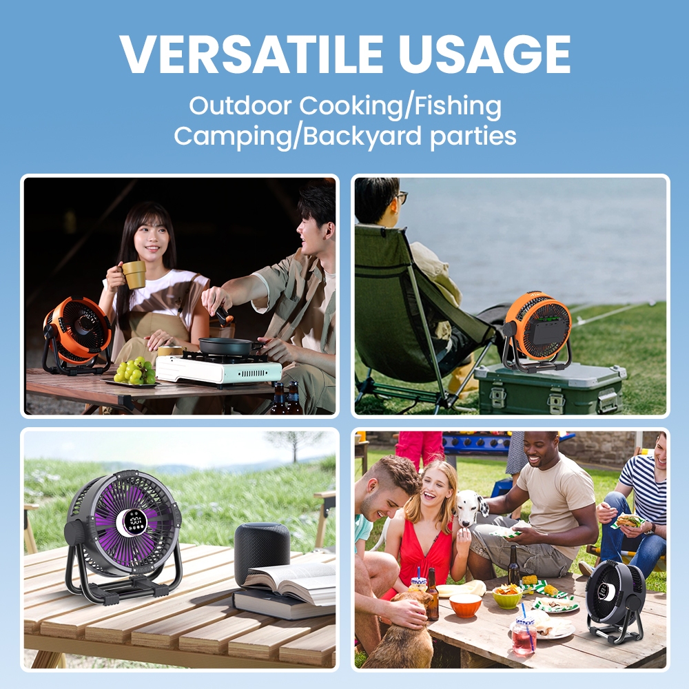 Orashare DF04 20000mAh Desk Fan Rechargeable 4 Speeds Wind 10 Inch Storm Fan With Powerbank & Light - Image 8