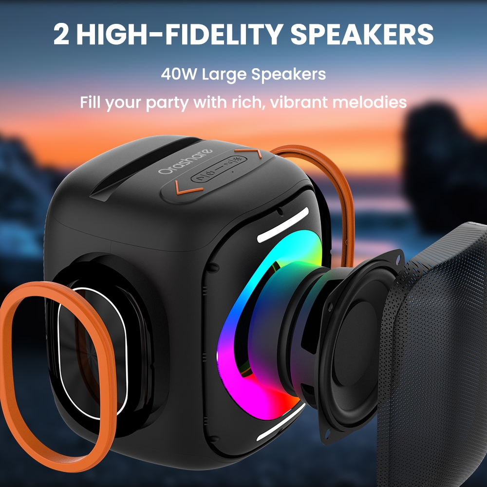 Orashare BSH03 40W Karaoke Bluetooth Speaker With Dual Wireless Mics Big Sound Party Speaker RGB - Image 2