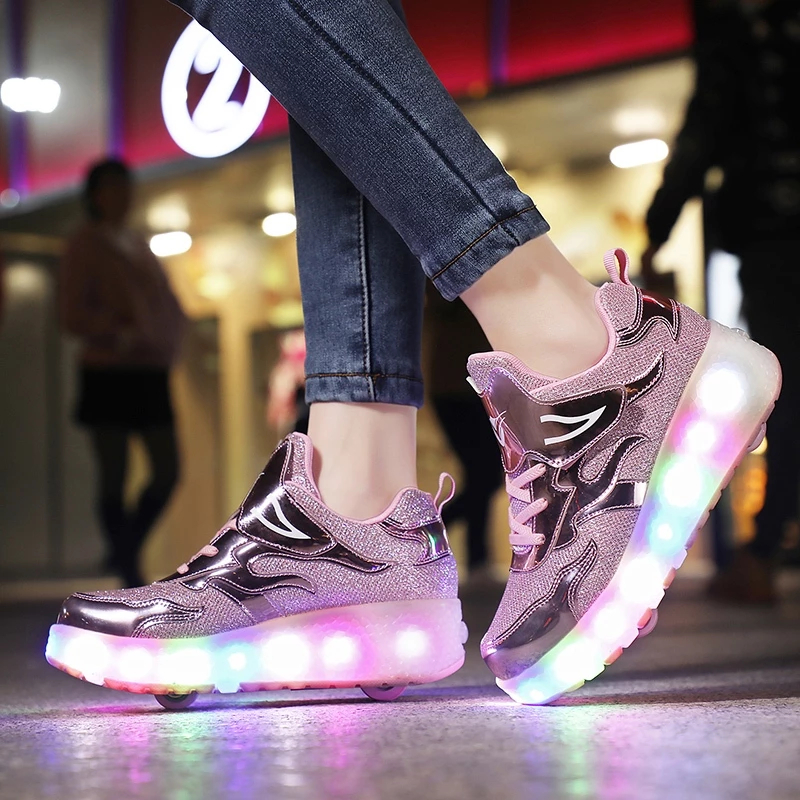 Children's Roller Skates Boy And Girls Fashionable Rechargeable LED Walking Shoes Kids Sneakers - Image 4