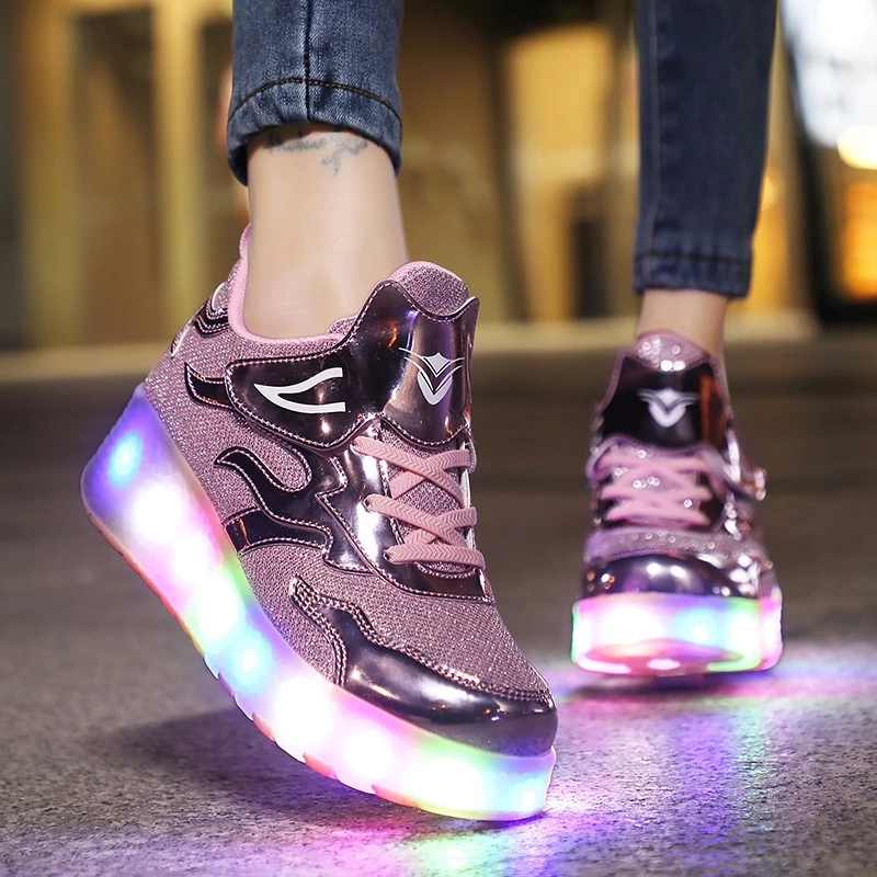 Children's Roller Skates Boy And Girls Fashionable Rechargeable LED Walking Shoes Kids Sneakers - Image 5
