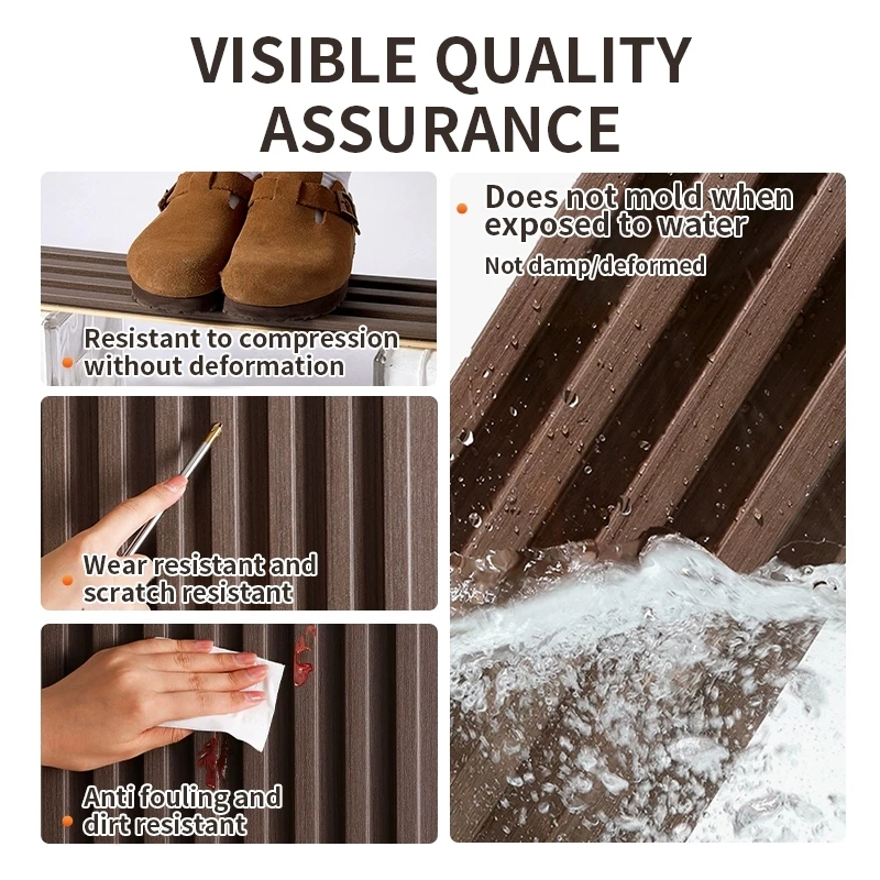 15PCS Solid Wood Panel Board PVC Grille Waterproof Design TV Background Wall Fluted Panel Sent Clamp - Image 3