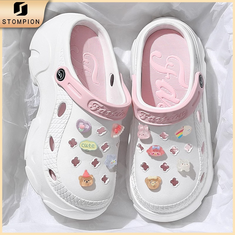 STOMPION Flat Sandals For Women Clogs Cartoon Chunky Rubber Sandals Beach Slippers For Women - Image 2