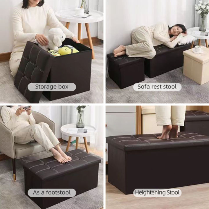 BUY 1 TAKE 1 Multfunctional Foldable Ottoman Storage Foot Stool Waterproof Leather Footstool Storage - Image 8