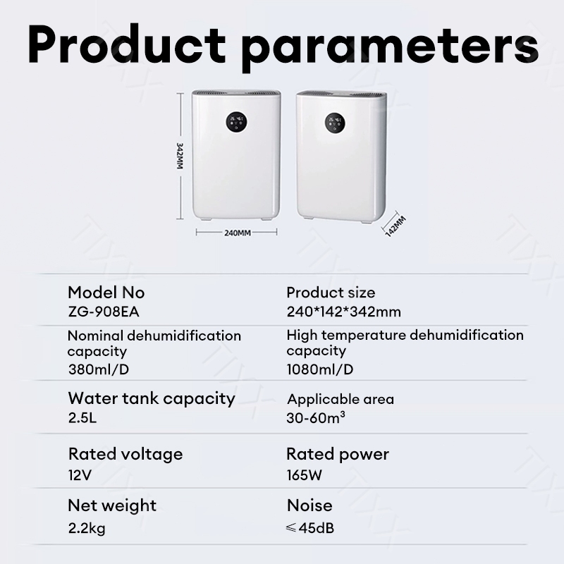 Tixx Dehumidifier Air Purifier For Home 2.5L Water Tank 45db Low Noise Moisture Absorber Indoor - Image 8