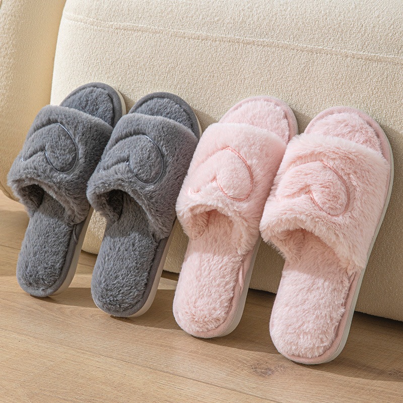 TPR Furry open toe women's indoor and outdoor home cotton fur slipper - Image 2