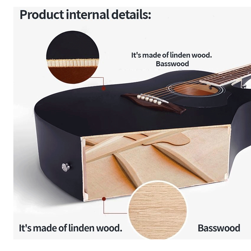 KAWES Guitar 38Inch Acoustic Guitar Set Low Action Gitara Original Suitable for Adult and Beginners - Image 4