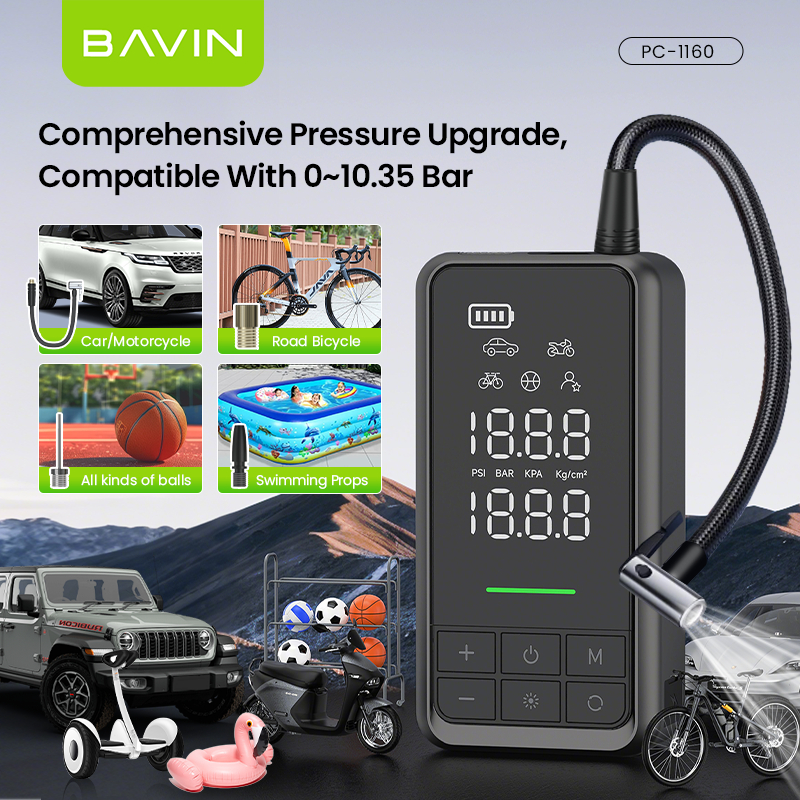 BAVIN PC1160 2-IN-1 Jump Starter & Air Compressor 10400mAh Portable Rechargeable Emergency Powerbank - Image 4